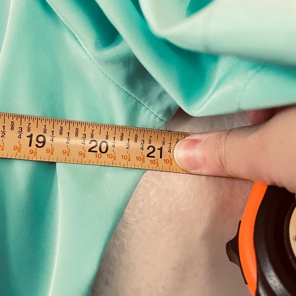 Peters & Ashley Aqua Blue Vintage Blouse Size 12 Short Sleeves Shoulder Pads - Picture 8 of 11